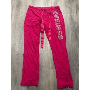 Guess Pink I Heart Guess Rhinestone Logo Pajama Lounge Pants Womens Medium